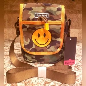 High Park Green Camo Crossbody bag smiley happy face - NEW